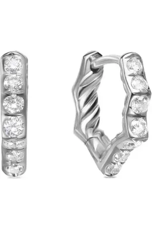 David Yurman Orecchini a cerchio Zig Zag Stax in sterling con diamanti (13mm)