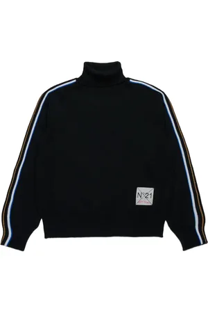 Nº21 Stripe-detail roll-neck jumper