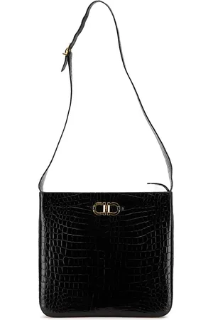 Salvatore Ferragamo 2000-2024 Croc Embossed Leather Gancini crossbody bag