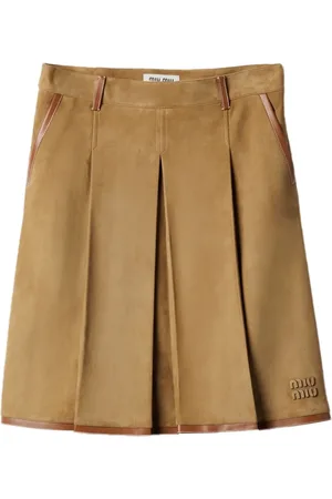 Miu Miu Gonna plissé in pelle scamosciata