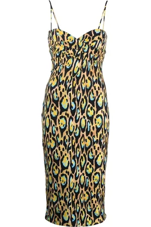Roberto Cavalli Abito midi smanicato leopardato