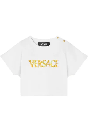 VERSACE Logo-print cropped T-shirt