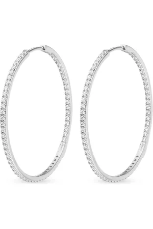VEYNOU Orecchini a cerchio Cleo Big in oro bianco 14 carati con diamanti