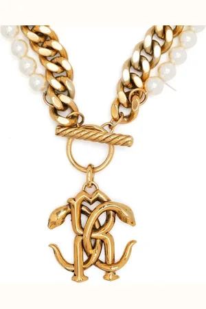 Roberto Cavalli Collana a catena con finte perle