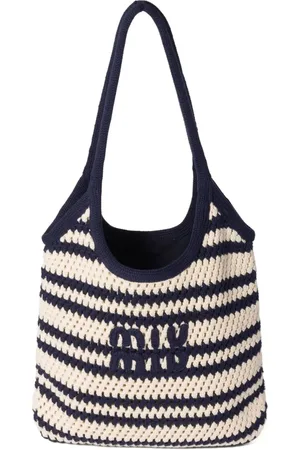 Miu Miu Borsa tote Ivy a righe con lavorazione all
