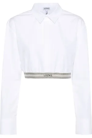 Loewe T-shirt crop con banda logo