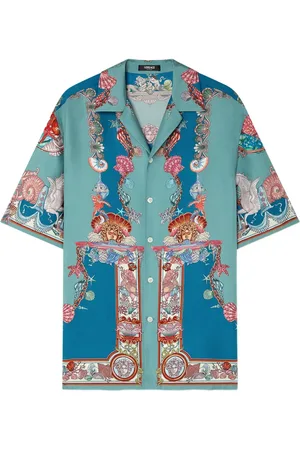 VERSACE Coral Theatre silk short-sleeve shirt