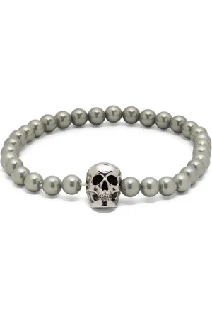 Alexander McQueen Bracciale di perle con teschio