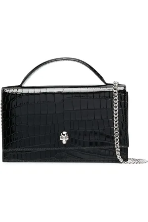 Alexander McQueen Borsa a spalla con effetto coccodrillo