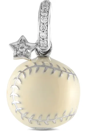 Aaron Basha Pendente Softball in oro bianco 18 carati con diamanti