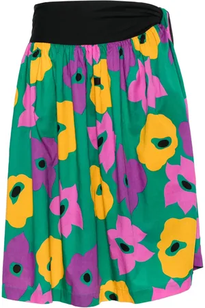 Saint Laurent Gonna midi con stampa a fiori anni 1970