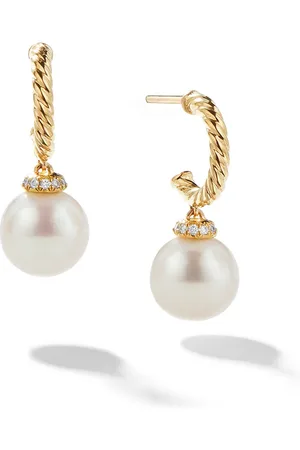 David Yurman Orecchini pendenti Solari in giallo 18kt con perle e diamanti (22mm)