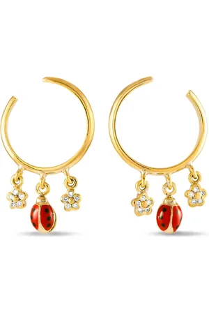 Aaron Basha 18K yellow gold ladybug diamond earrings
