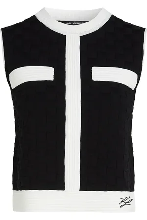 Karl Lagerfeld Top smanicato con profili a contrasto