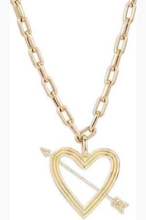 Adina Reyter Collana Heart and Arrow in giallo 14kt con diamanti