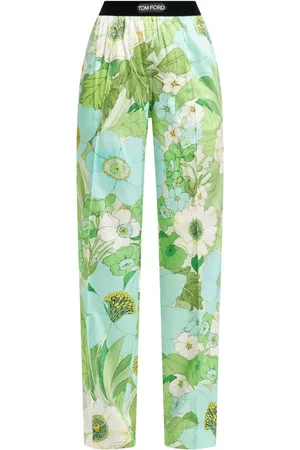 Tom Ford Pantaloni a fiori con banda logo