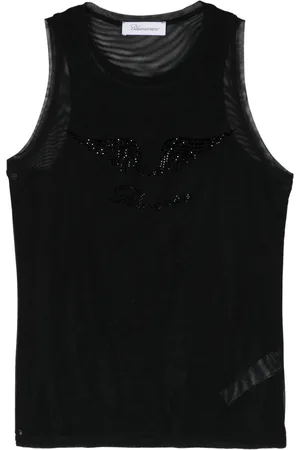 BLUMARINE Canotta a rete con strass