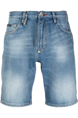 Philipp Plein Bermuda denim con effetto schiarito