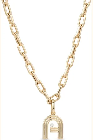 Adina Reyter Pendente Groovy Initial in giallo 14kt con diamanti