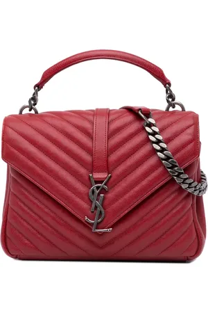 Saint Laurent 2016 Medium Chevron Sheepskin Monogram College Bag satchel