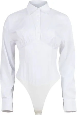 FLEUR DU MAL Body in popeline con bottoni