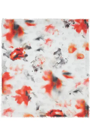 Alexander McQueen Sciarpa Obscured Flower con frange