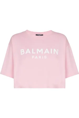 Balmain T-shirt crop con stampa