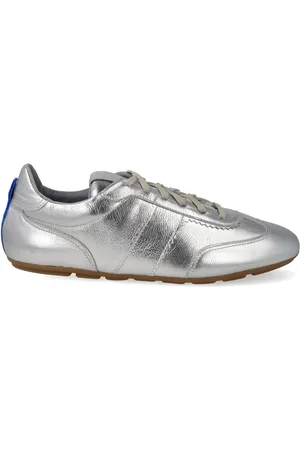 Blue Bird Sneakers metallizzate color argento con lacci