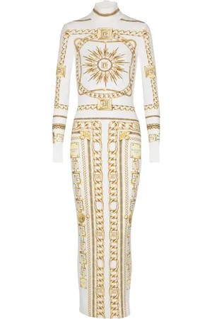 Balmain Abito aderente con stampa grafica