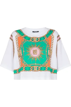 Balmain T-shirt crop con stampa Foulard