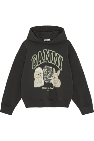 Ganni Felpa con cappuccio e logo