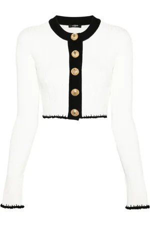 Balmain Cardigan con bordi a contrasto crop