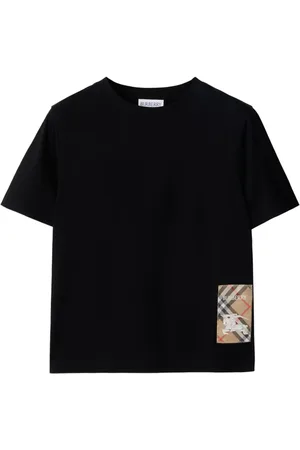 Burberry T-shirt con applicazione a quadri