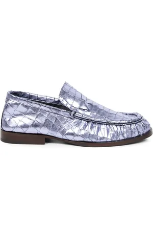 DRIES VAN NOTEN Mocassini in pelle con effetto metallizzato
