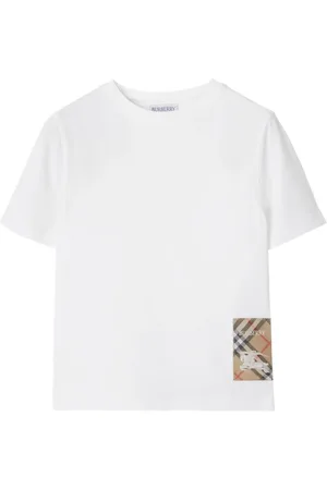 Burberry T-shirt in cotone con applicazione a quadri