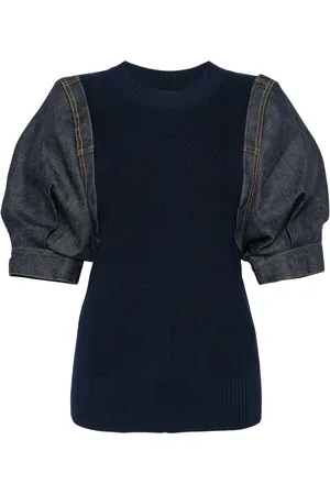 SACAI T-shirt a coste con inserti