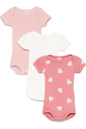 Petit Bateau Heart-print babygrows (set of three)