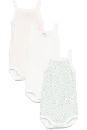 Petit Bateau Floral-print babygrows (set of three)