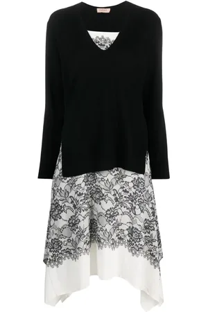 Twin-Set Abito midi in pizzo a fiori