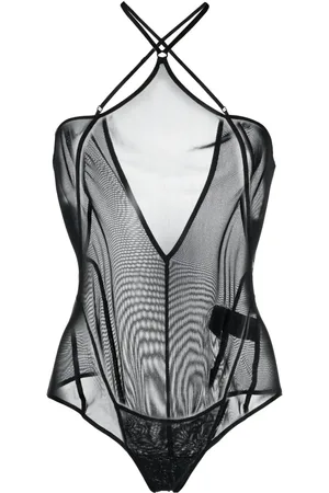 KNWLS Body Celest semi trasparente con scollo all