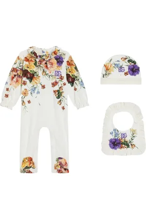 Dolce & Gabbana Set neonato in cotone con stampa a fiori