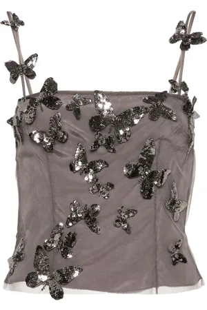 BLUMARINE Top corto con paillettes