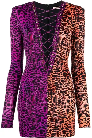 Roberto Cavalli Abito corto con scollo a V bicolore