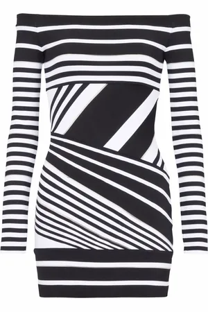 Balmain Abito corto a righe jacquard