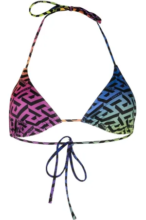 VERSACE Top bikini con monogramma