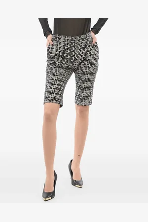 Balmain Monogram-print cotton skinny shorts
