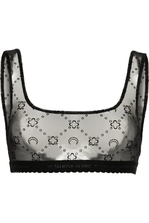Marine Serre Bralette in rete con monogramma floccato