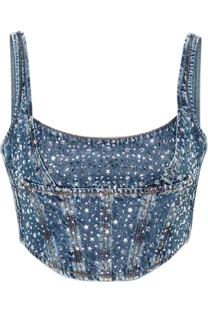 Alessandra Rich Bustino denim con strass
