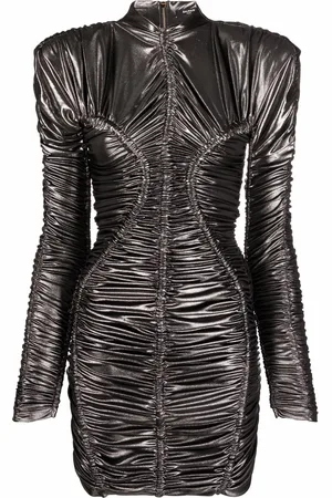 Balmain Abito corto metallizzato con arricciatura