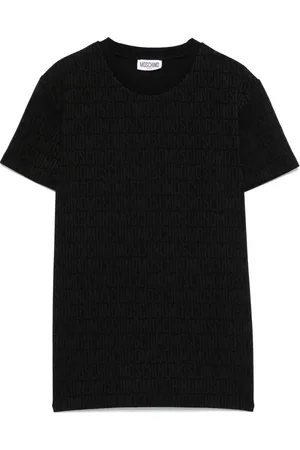 Moschino T-shirt crop con logo jacquard